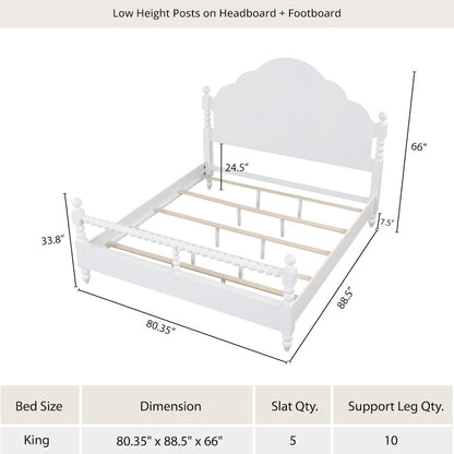 Avellune 5pc Bedroom Set: King Bed, Dresser, Mirror, 2 Nightstands, White