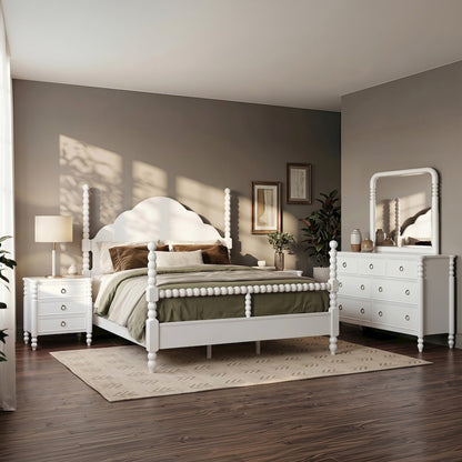 Avellune 5pc Bedroom Set: King Bed, Dresser, Mirror, 2 Nightstands, White
