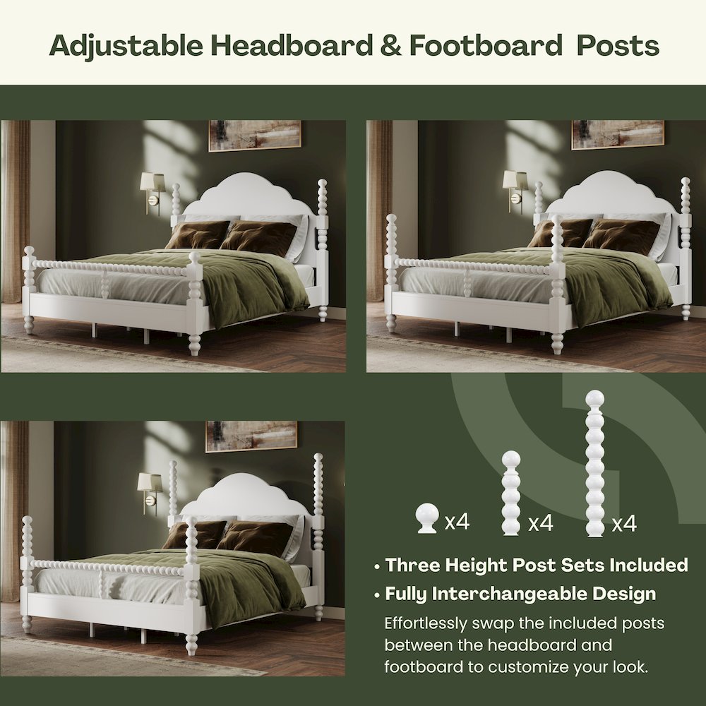 Avellune 6pc Bedroom Set: King Bed Dresser, Mirror, 2 Nightstands, Chest, White