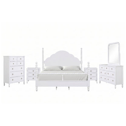 Avellune 6pc Bedroom Set: King Bed Dresser, Mirror, 2 Nightstands, Chest, White