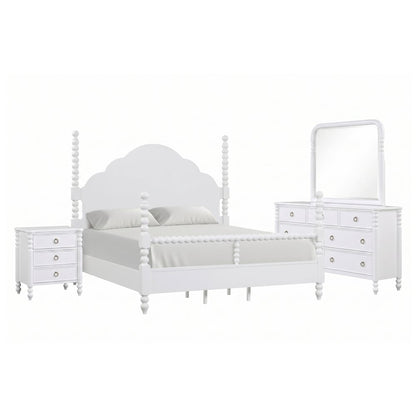 Avellune 4pc Bedroom Set: King Bed 3 Heights;Dresser, Mirror, Nightstand, White