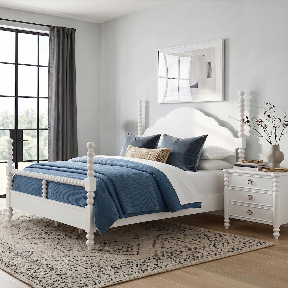 Avellune 4pc Bedroom Set: King Bed 3 Heights;Dresser, Mirror, Nightstand, White