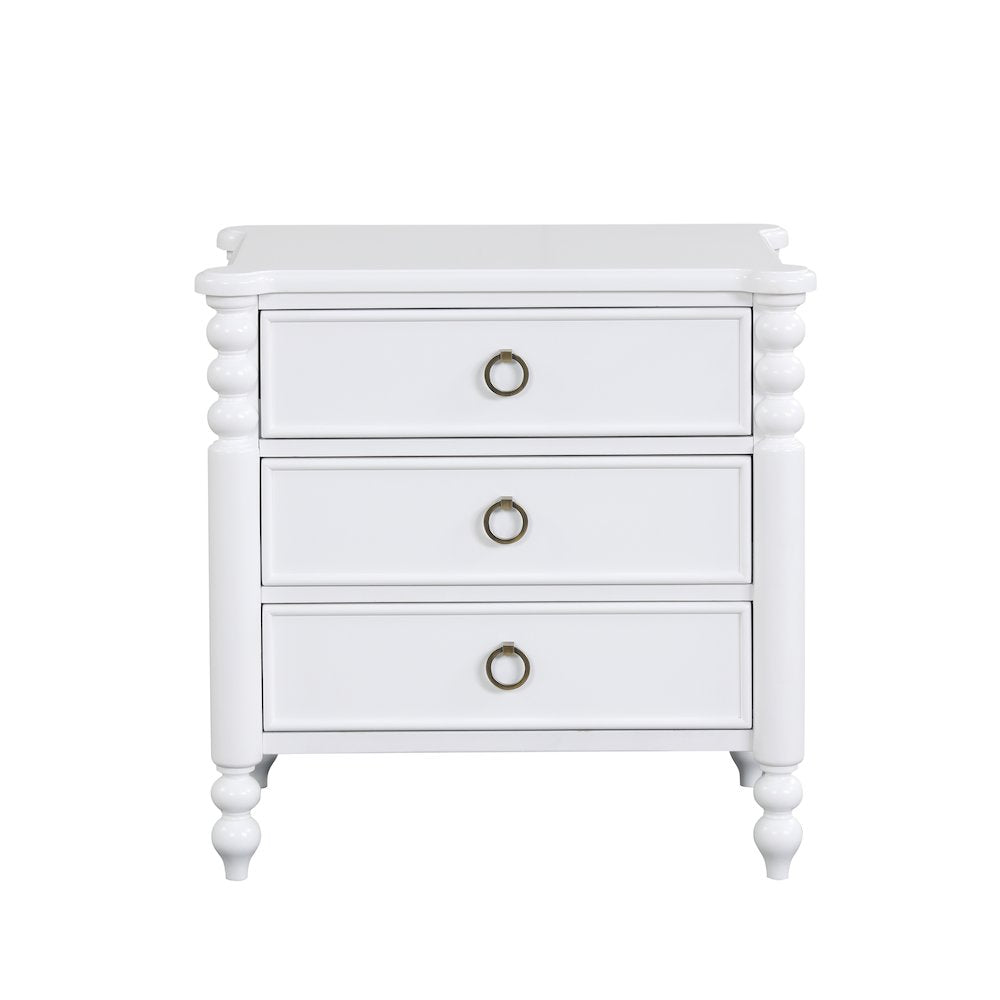 Avellune 3-Drawer Nightstand, White Finish