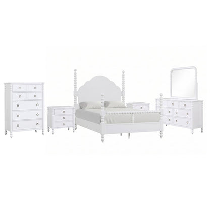 Avellune 6pc Bedroom Set: Queen Bed Dresser, Mirror, 2 Nightstands, Chest, White