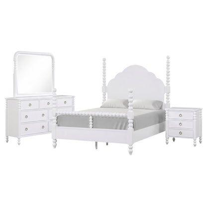 Avellune 4pc Bedroom Set: Queen Bed 3 Heights Dresser, Mirror, Nightstand, White