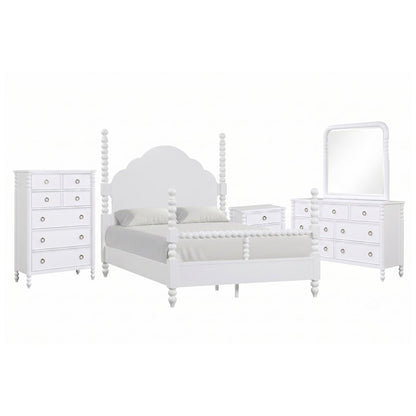 Avellune 5pc Bedroom Set: Queen Bed, Dresser, Mirror, Nightstand, Chest, White