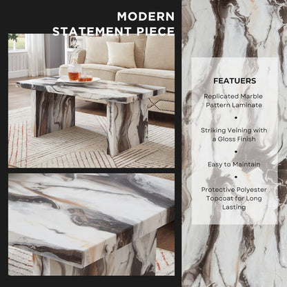 Cavira Modern Faux Marble Living Room Coffee Table, Off-white
