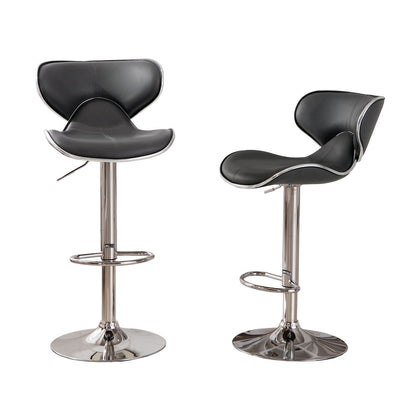 Masaccio Gray Leatherette Adjustable Swivel Barstool Chrome Base, Set of 2