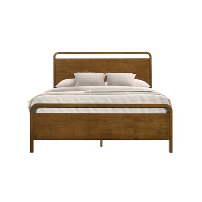 Eldren Wood Bedroom Set, Queen Platform Bed Dresser, Mirror,Two Nightstands