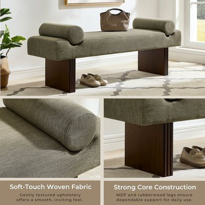 Brooke Contemporary Upholstered Bench, Green