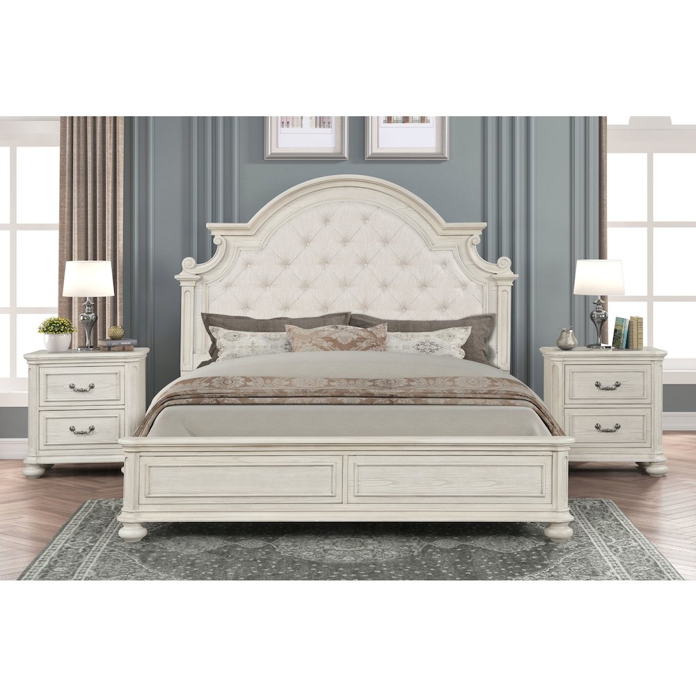 Nelson French Traditional 3-Piece Bedroom Set, Antique White, King