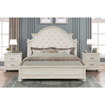 Nelson French Traditional 3-Piece Bedroom Set, Antique White, King