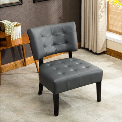 Movile Blended Gray Leather Tufted Accent Chair with Oversized Seating