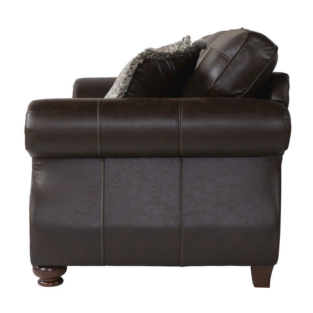 Leinster Faux Leather Upholstered Nailhead Sofa and Loveseat Set in Espresso