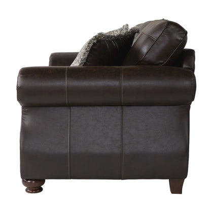 Leinster Faux Leather Upholstered Nailhead Sofa and Loveseat Set in Espresso
