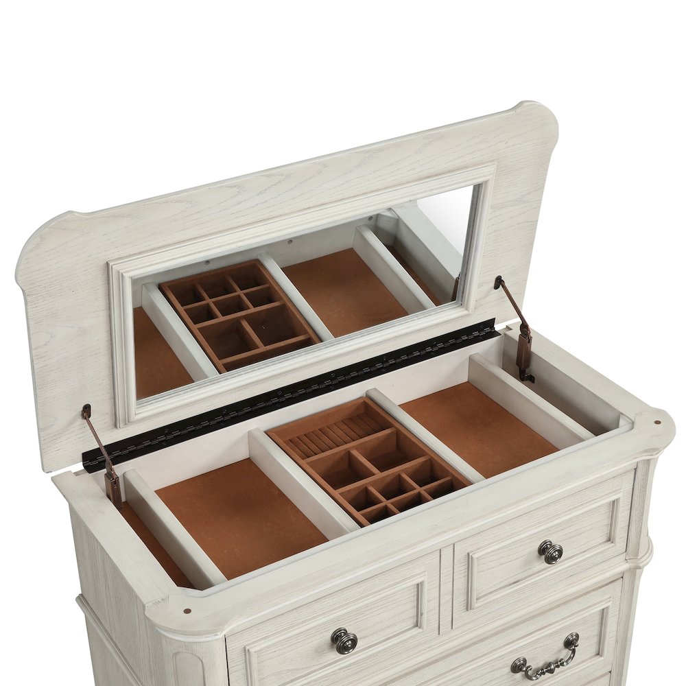 Nelson 5-Drawer Bedroom Chest with Flip-top, Antique White