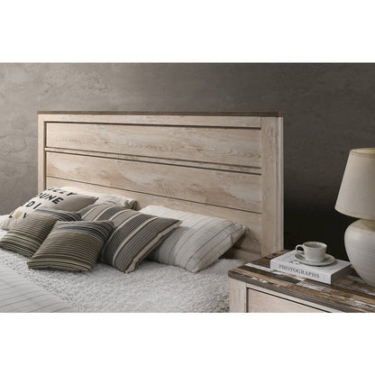 Imerland Contemporary White Wash Finish Panel Queen Bed