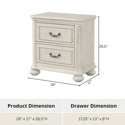 Nelson 2-Drawer Bedroom Nightstand, Antique White