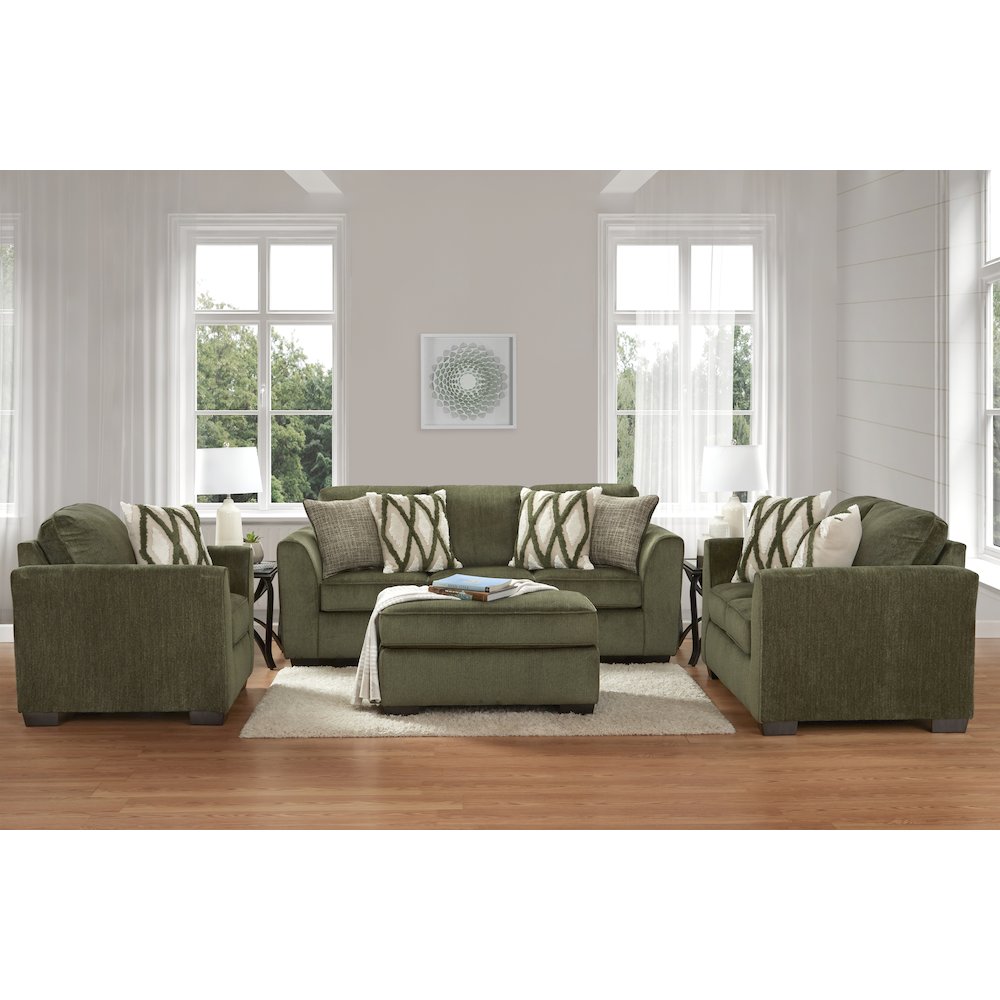 Marvella 4-PC Living Room Set, Sofa, Loveseat, Chair, Ottoman, Chenille