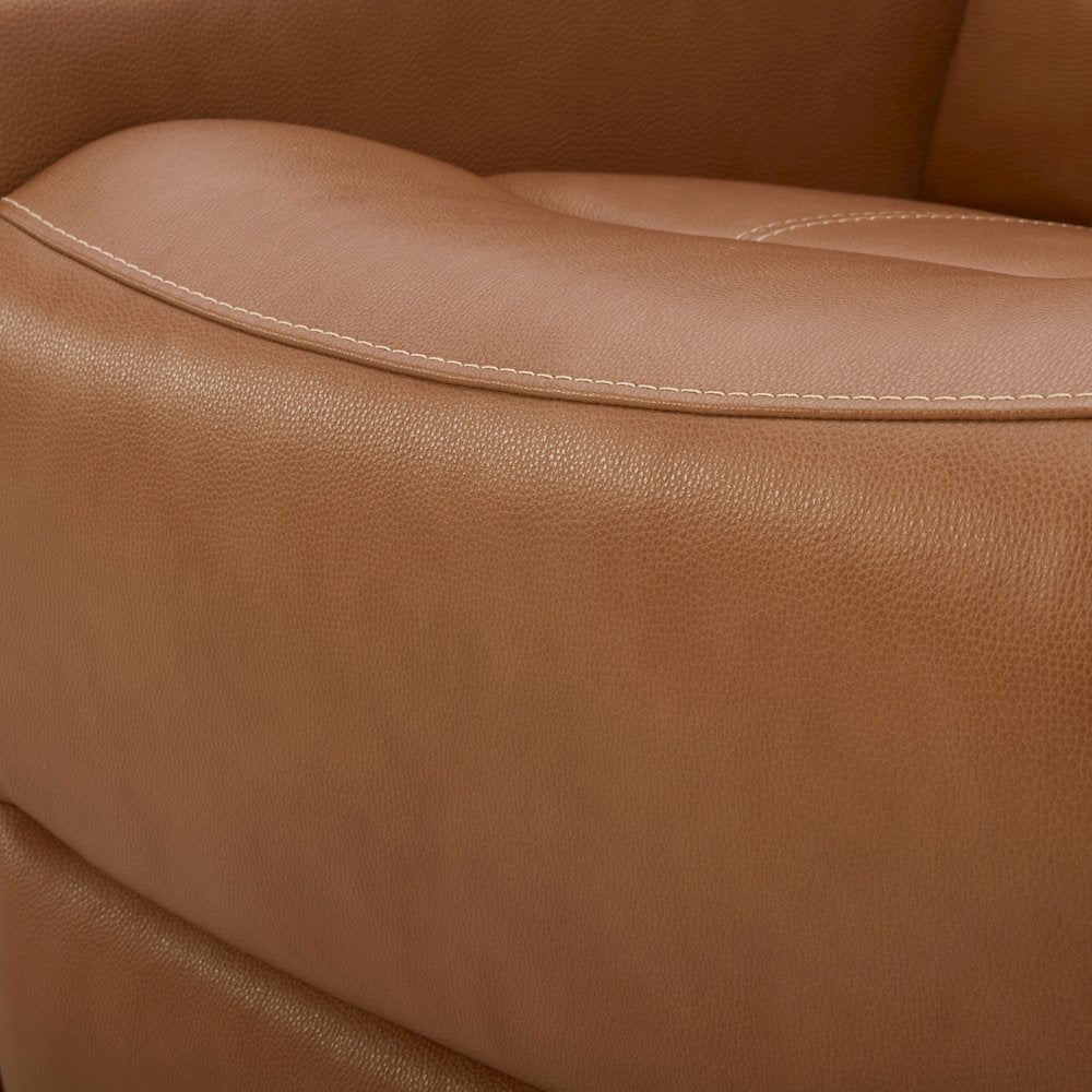 Cozura Leather Power Dual Reclining Sofa, Silverado Butternut