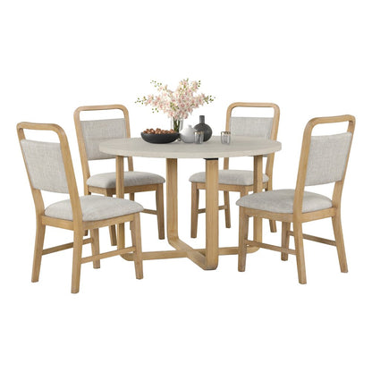 Arden 5-Piece Dining Set, 47" Round Table with 4 Solid Wood Chairs