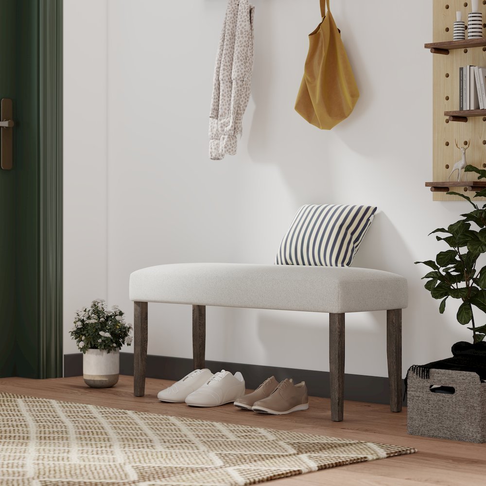 Sorlen Contemporary Upholstered Dining Bench, Gray