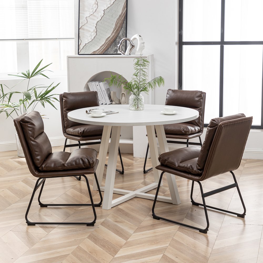 Innes 5-Pc Round Dining Set, Trestle Table with 4 Chairs