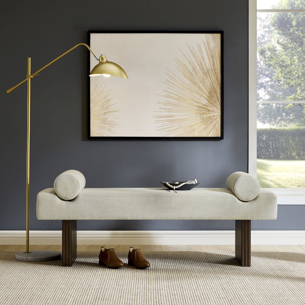 Brooke Contemporary Upholstered Bench, Beige
