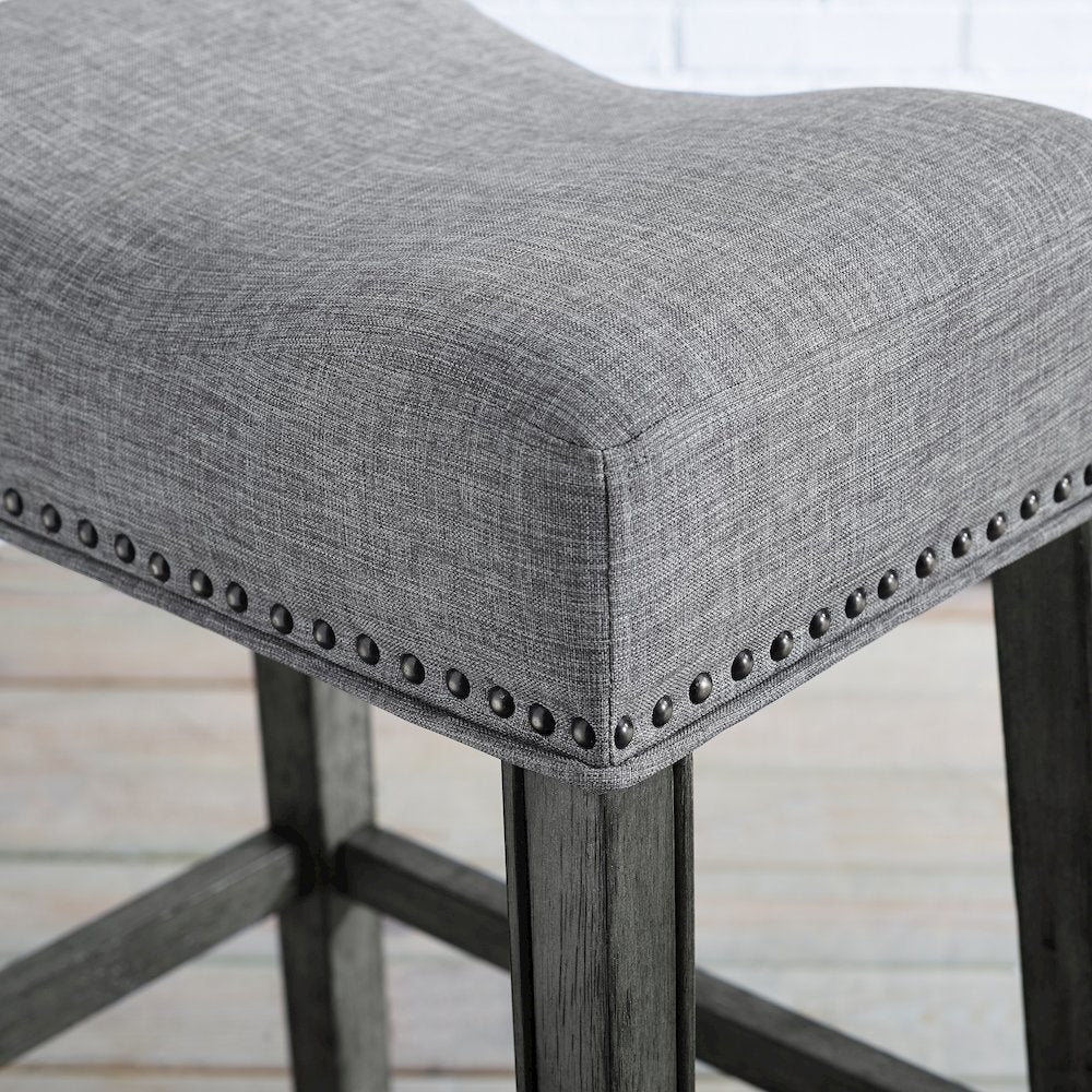 CoCo Upholstered Backless Saddle Seat Bar Stools 29" height Set of 2, Gray