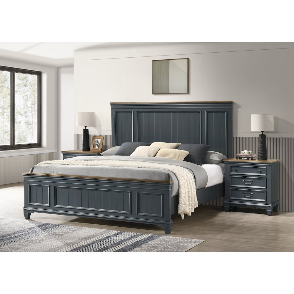 Clelane Wood Bedroom Set Panel King Bed, Dresser, Mirror, and Two Nightstands