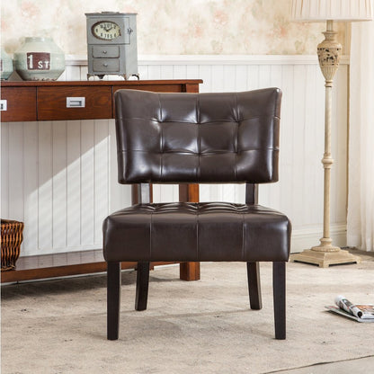 Movile Blended Leather Tufted Accent Chair with Oversized Seating, Brown