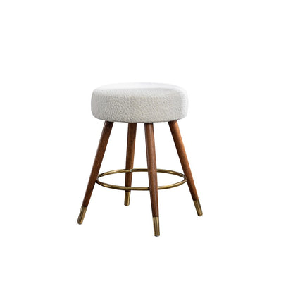 MoMo Boucle Upholstered Counter Height Stool, 360° Swivel, White