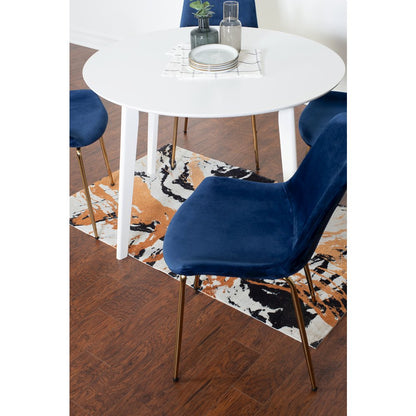 Aufurr 5-Pc Dining Set, White Round Dining Table with 4 Chairs, Blue