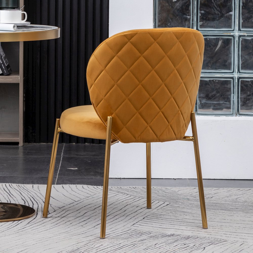 Amoa Contemporary 3-Pc Dining Set, White Round Dining Table and 2 Chairs, Yellow