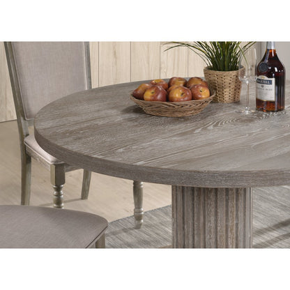 Ferran Wood Pedestal Dining Table in Reclaimed Gray