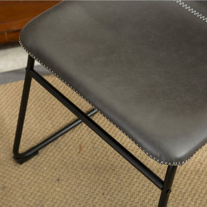 Lotusville Vintage PU Leather Dining Chairs, Antique Gray, Set of 2