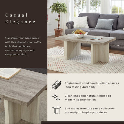 Mchome Contemporary Coffee Table, Weathered Gray and Beige