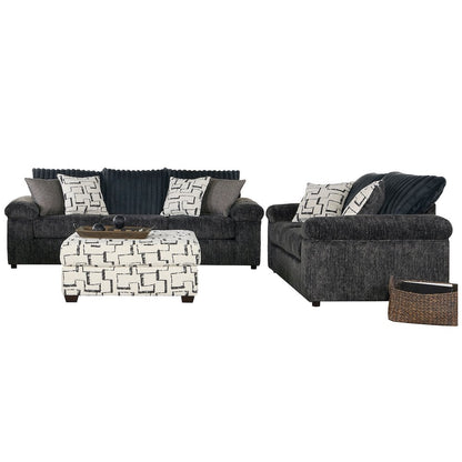 Nason Wide Wale Corduroy Sofa, Loveseat, and Ottoman Set, Charcoal