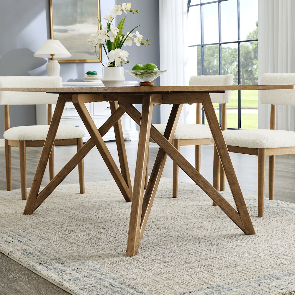 Axler 70-in Length Dining Table, Tripod-Cross Leg, Light Oak
