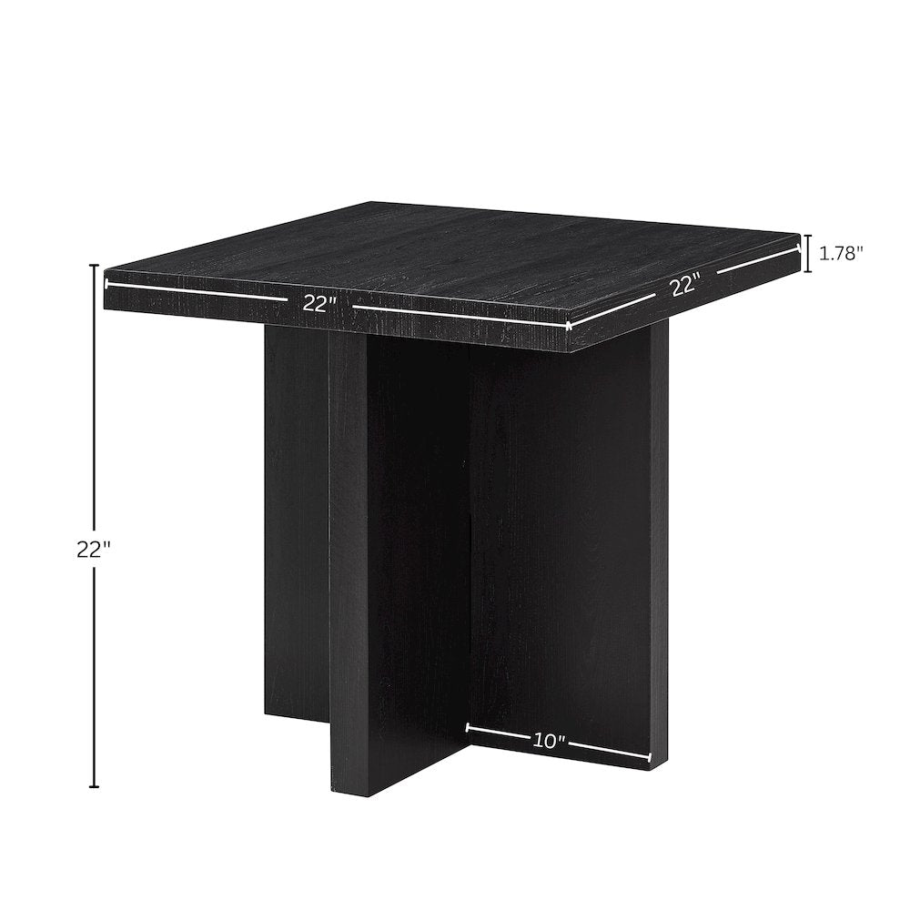 Mchome Square End Table, Nightstand, Black Finish
