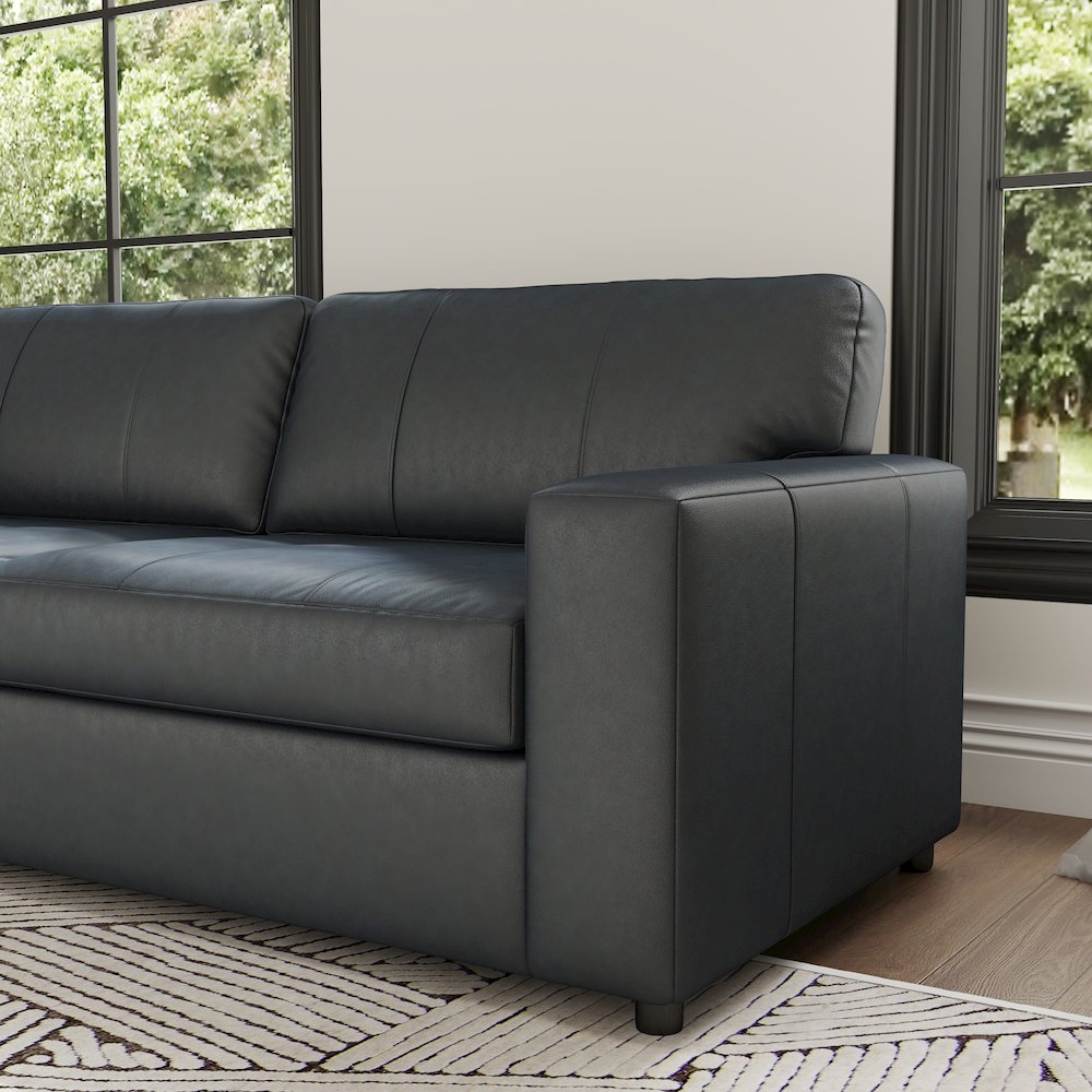 Sakan Leather Upholstered Sofa, Blue