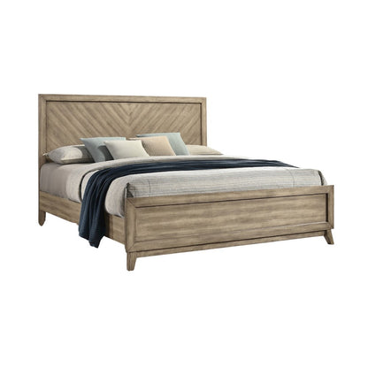 Arena Contemporary Wood Panel King Bed in Weathered Sand