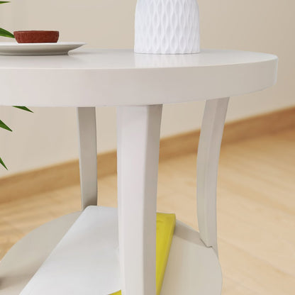 Perth Round End Table with Shelf, Ivory