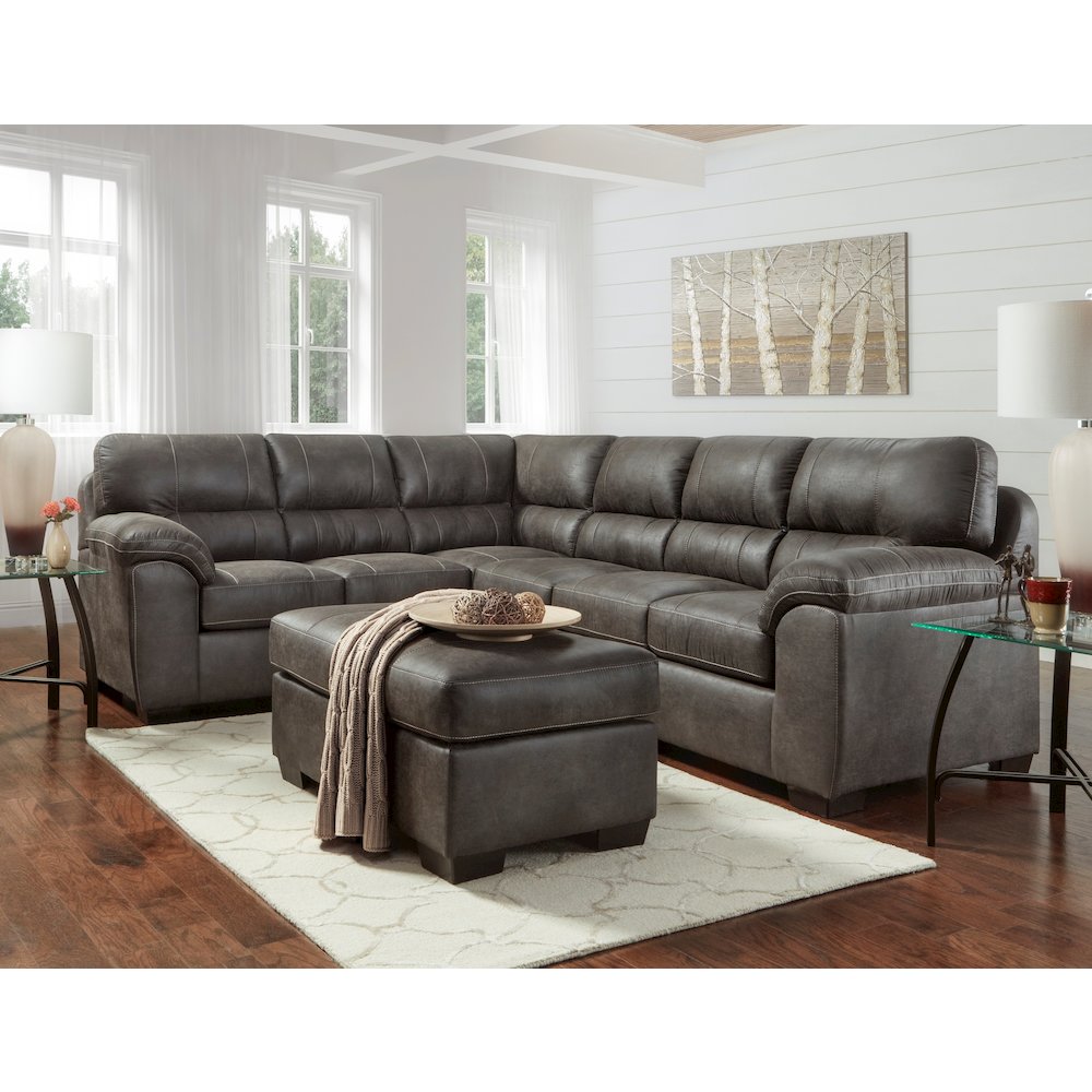 Tirana Contemporary Fabric Pillow-top Arm Sectional Sofa with Ottoman
