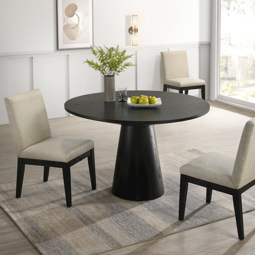 Rocco Contemporary Dining Set, Round Pedestal Table with 4 Chairs