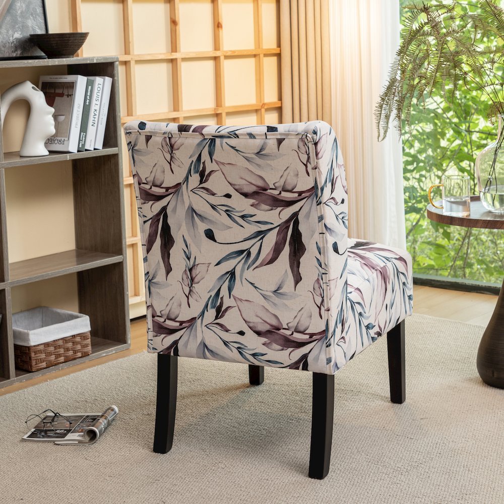 Capa Print Fabric Armless Contemporary Accent Chair, Purple Floral