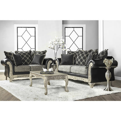 San Marino 2-Tone Fabric Wooden Frame Sofa and Loveseat with 3 Tables Set