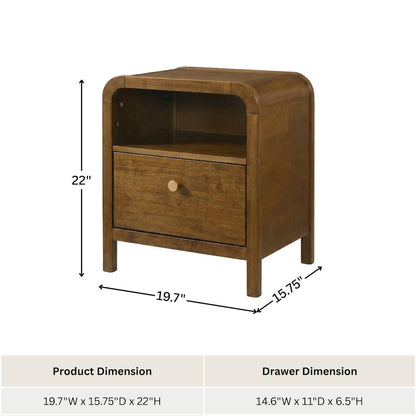 Eldren Wood Bedroom Set, King Platform Bed with Two Nightstands in Walnut Finish