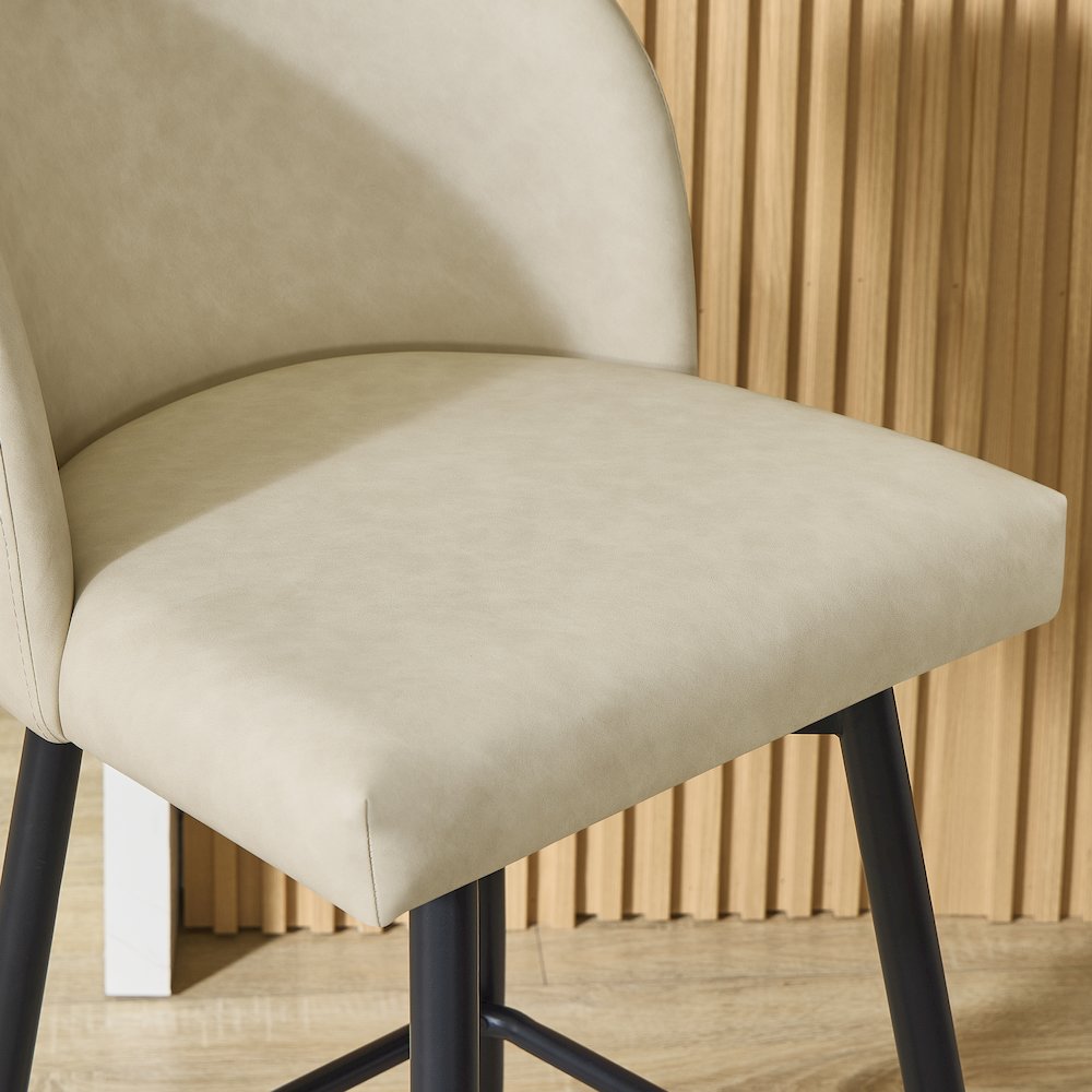 Rhythm Upholstered Counter Height Stool, 360° Swivel, Set of 2, Beige