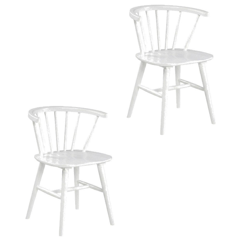 Wooden Spindle Back Windsor Dining Chairs, White, Set of 2